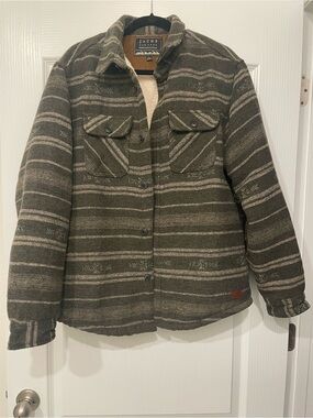 Jachs New York Olive and Tan Wool-Blend Shirt Jacket